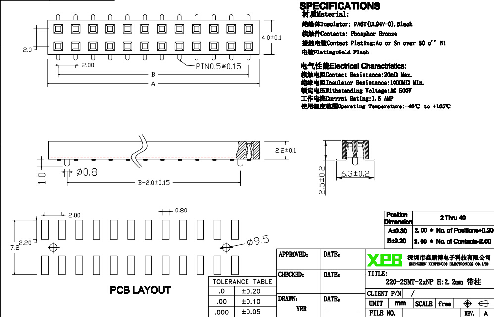 排母連接器規(guī)格書 排母連接器規(guī)格書