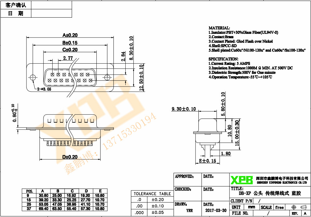 DB-25P 公頭 傳統(tǒng)焊線式產(chǎn)品規(guī)格書 DB-25P 公頭 傳統(tǒng)焊線式產(chǎn)品規(guī)格書